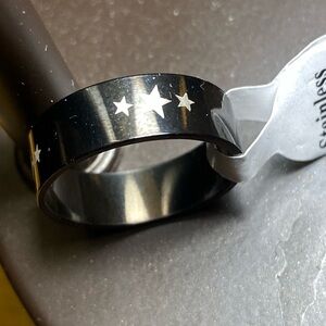 Black Stainless Steel Star Ring